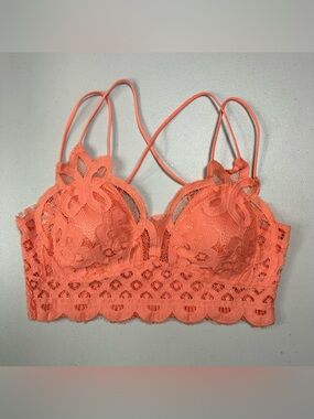 Zenana Outfitters Peach Coral Lace Longline Bralette
